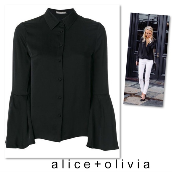 Alice + Olivia Tops - Alice + Olivia Myrtle Trumpet Sleeve Silk Blouse L Alice + Olivia Tops - Alice + Olivia Myrtle Trumpet Sleeve Silk Blouse L